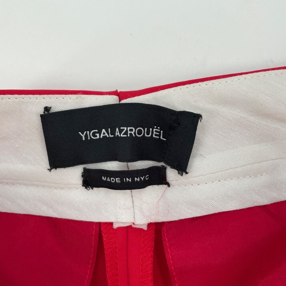 Yigal Azrouël Womens Size 4 Red Tailored Trousers Slim Fit Luxury Bold Classic - Picture 4 of 10